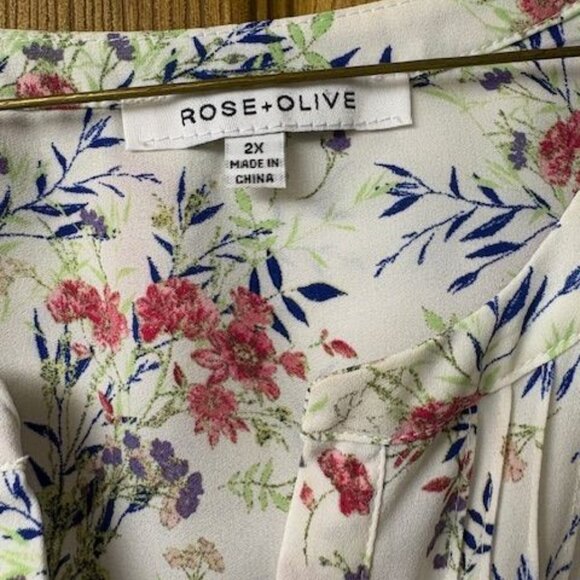 WOMENS SLEEVELESS SUMMER SHIRT ROSE + OLIVE 2X - Picture 2 of 4